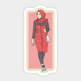 Girl In Red Dress Sticker